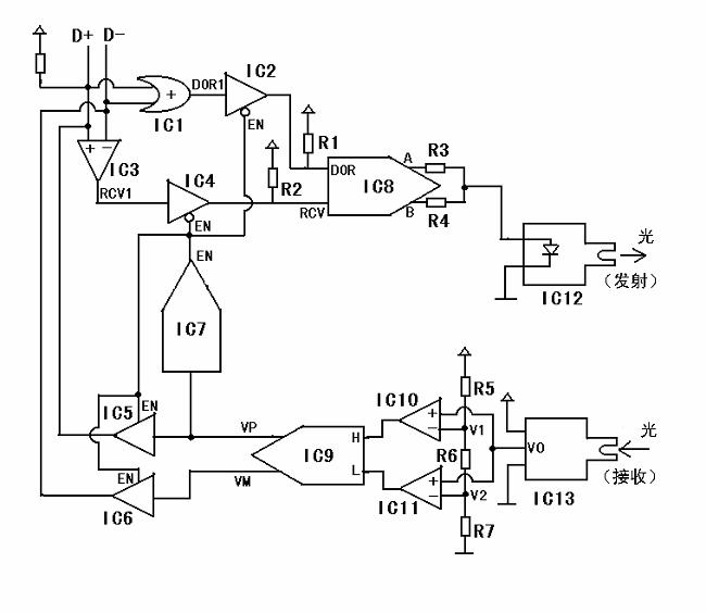 ��USB�ź�ת��Ϊ���źŵľ����·ͼ