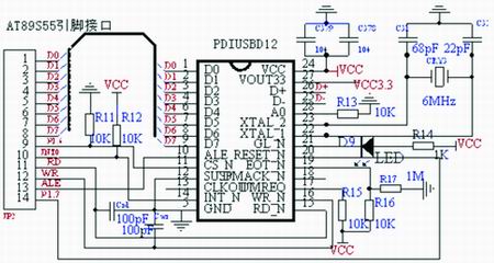 PDIUSBD12与MCU通信电路