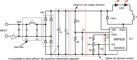 Example of typical application circuit for LED-lighting